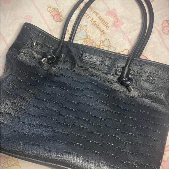 Nautica Embossed Black Tote Bag - Picture 1 of 2